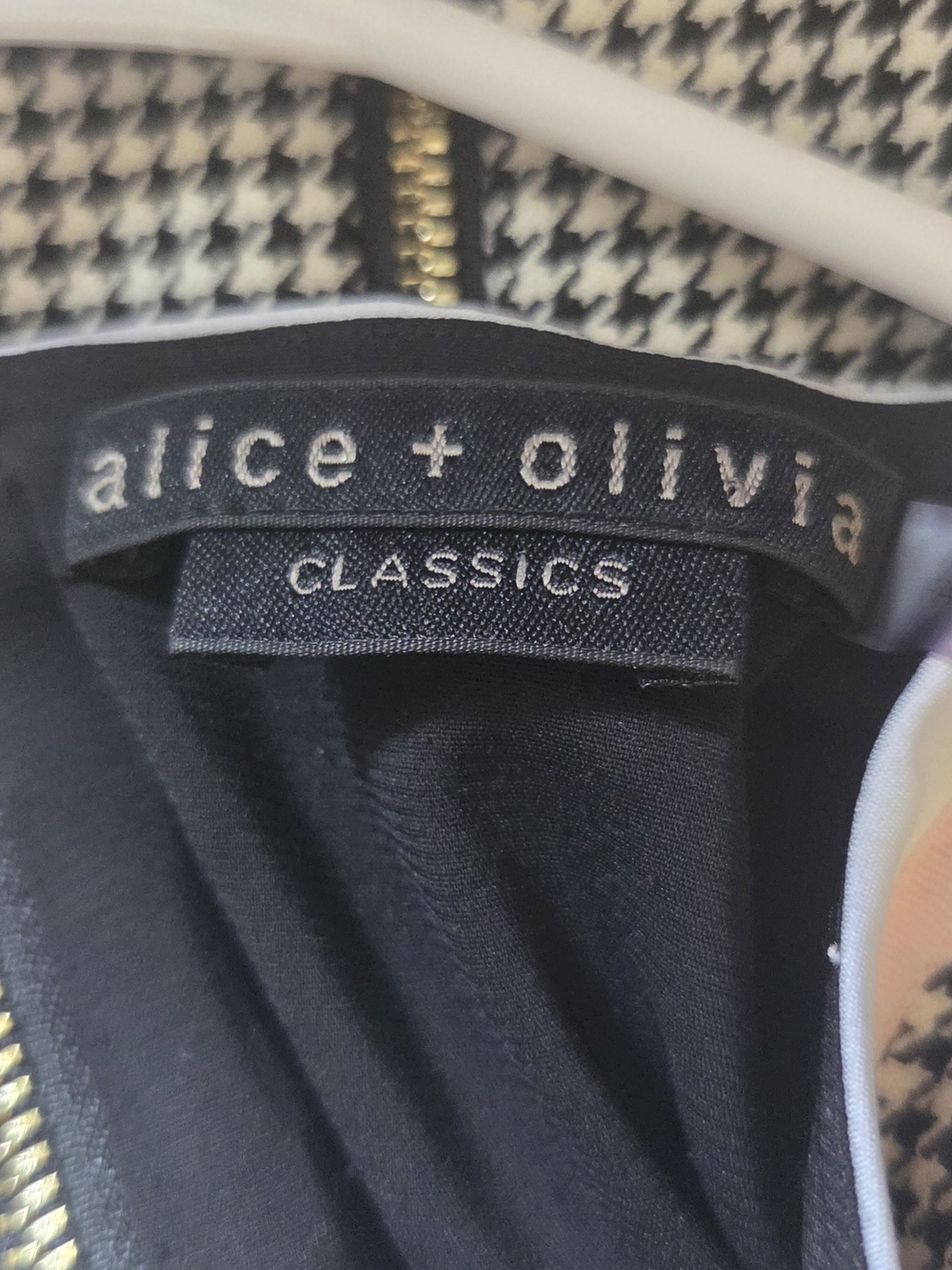 Alice + Olivia Houndstooth Blazer Jacket Black White Size 8 - Picture 13 of 15